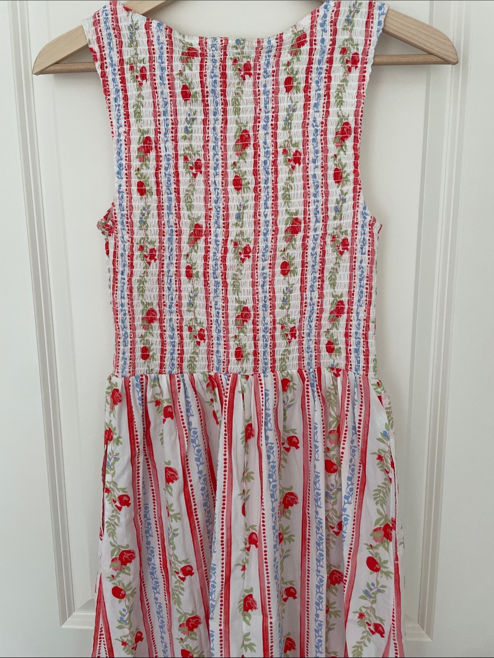 NWT Caroline Constas White Maxi Dress with Red Floral & Blue Stripe - Size Small - Picture 4 of 5